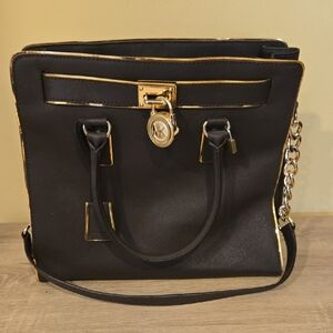 Michael Kors Black and Gold Satchel